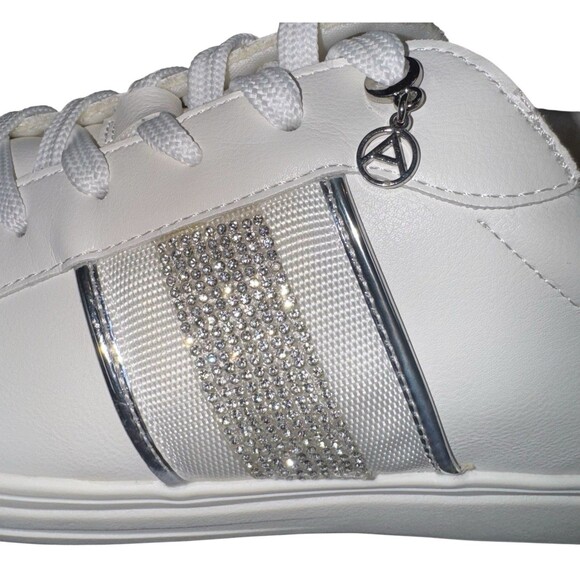 Amazon.com | Aldo Women Aldo Womens Size 11 M Valenzia White And Silver Bling Fashion Sneaker Athleisure